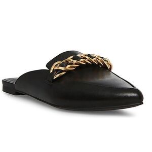 NWT Steve Madden leather flat mules black  7.5 